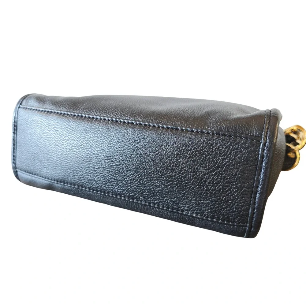 Michael Kors Fulton Black Pebbled Leather Crossbody Bag Gold‎ Logo Purse